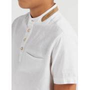  Solid Half Placket Shirt with Mandarin Collar and Short Sleeves, fig. 3 