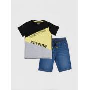  Cut and Sew Round Neck T-shirt and Denim Shorts Set, fig. 1 