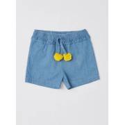  Solid Ruffle Sleeves Denim Top and Pom-Pom Detail Shorts Set, fig. 3 