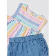  Striped Sleeveless Bow Applique Top and Ruffle Detail Shorts Set, fig. 4 