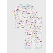  All Over Cars Print Round Neck T-shirt and Full Length Pyjama Set, fig. 1 
