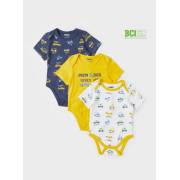 Set of 3 - Printed BCI Cotton Bodysuit with Short Sleeves, fig. 1 
