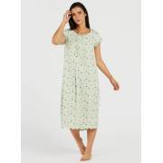  All-Over Printed Sleep Dress with Keyhole Closure and Pleated Detail, fig. 1 