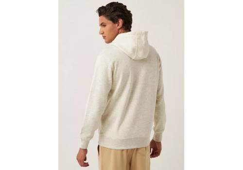  Solid Anti-Pilling Hooded Sweatshirt with Long Sleeves and Kangaroo Pocket - Cream, fig. 5 