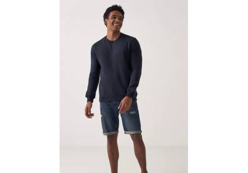  Solid Sweatshirt with Crew Neck and Long Sleeves - NAVY, fig. 3 