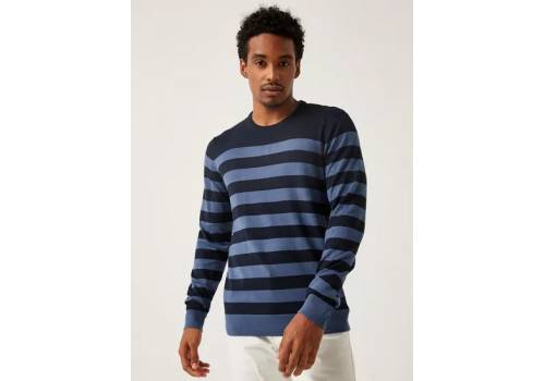  Striped Crew Neck Sweater with Long Sleeves - NAVY, fig. 2 