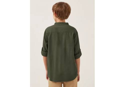  دوبي قميص ياقة ماندرين بأكمام طويلة وجيب - اخضر, fig. 3 
