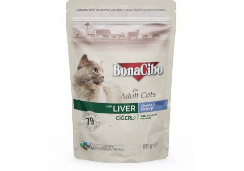  طعام القطط الرطب للقطط بالكبدة - BonaCibo Wet Food Liver 85 G, fig. 1 